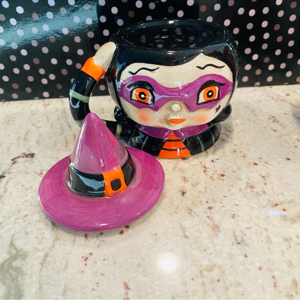 Johanna Parker Witch Hat Salt & Pepper Shaker Vintage Style Halloween Transpac - Picture 9 of 11
